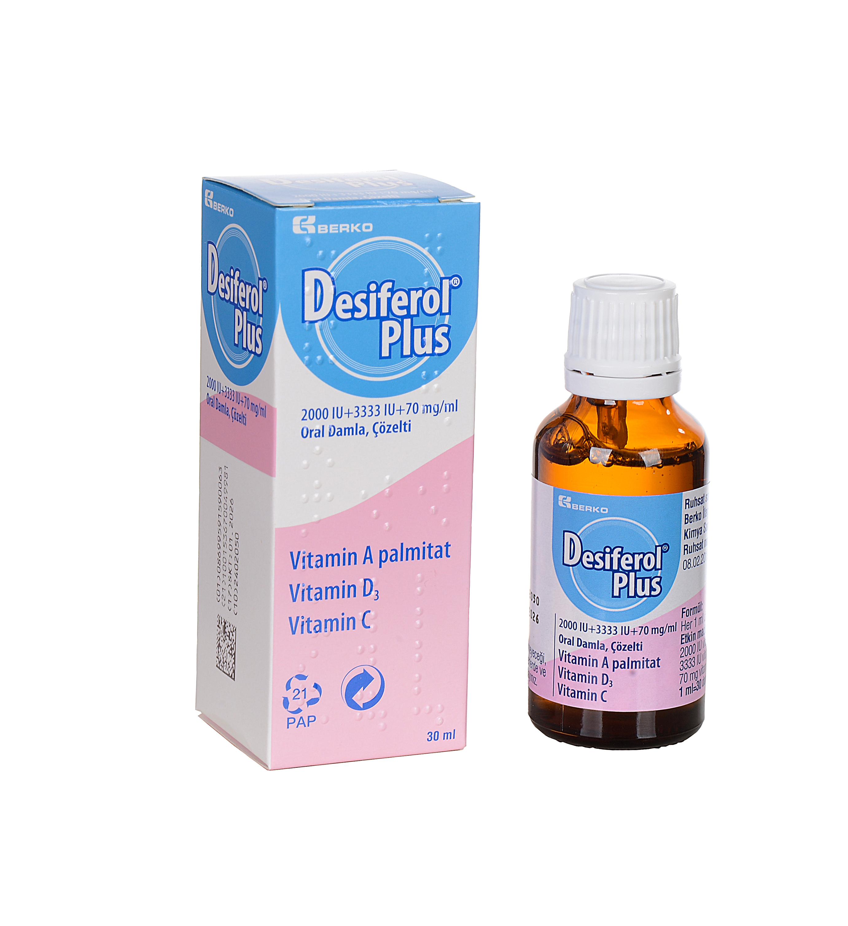 Desiferol Plus 2000 IU+3333 IU+70 mg/ml oral damla, çözelti 